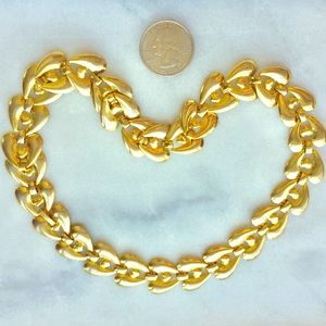 Vintage Gold Heart Shaped Chain Link Necklace